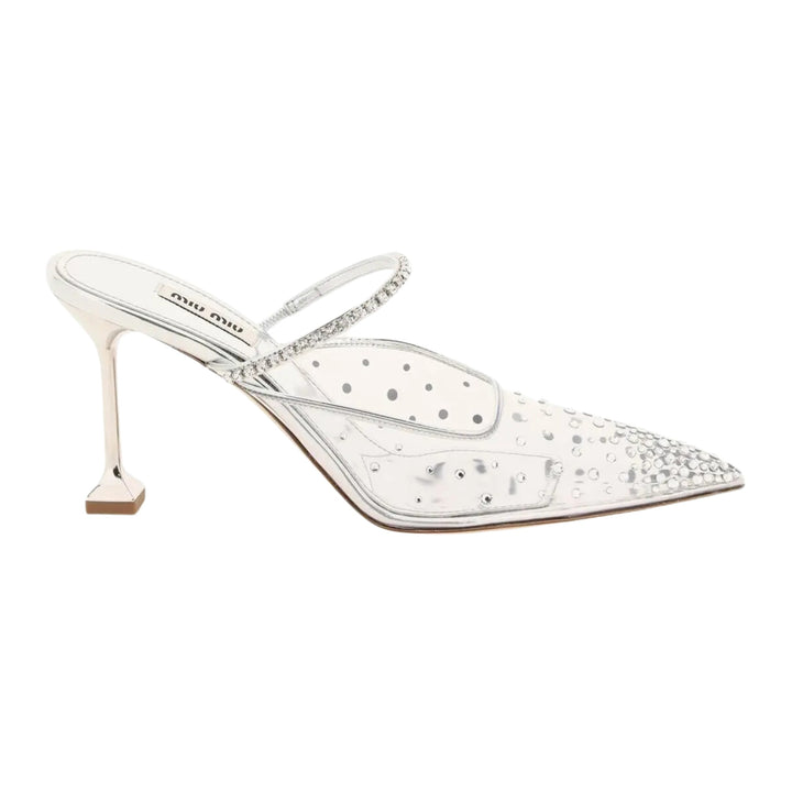 Miu Miu Vinyl Mules With Crystals