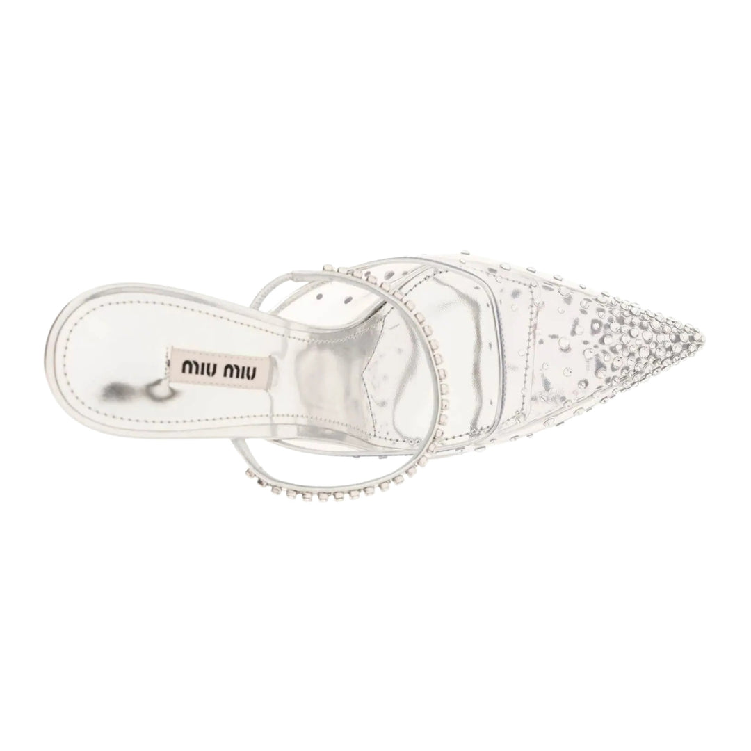 Miu Miu Vinyl Mules With Crystals