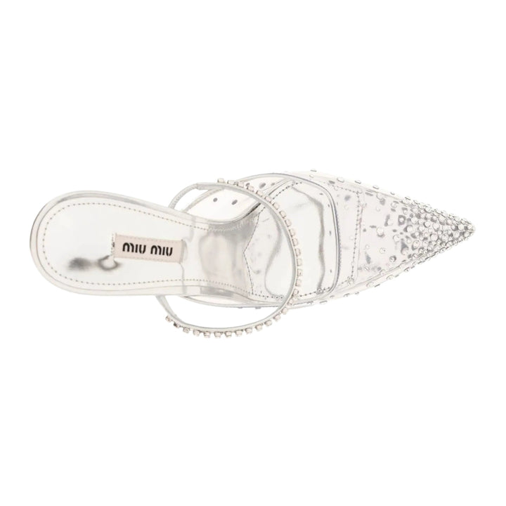 Miu Miu Vinyl Mules With Crystals