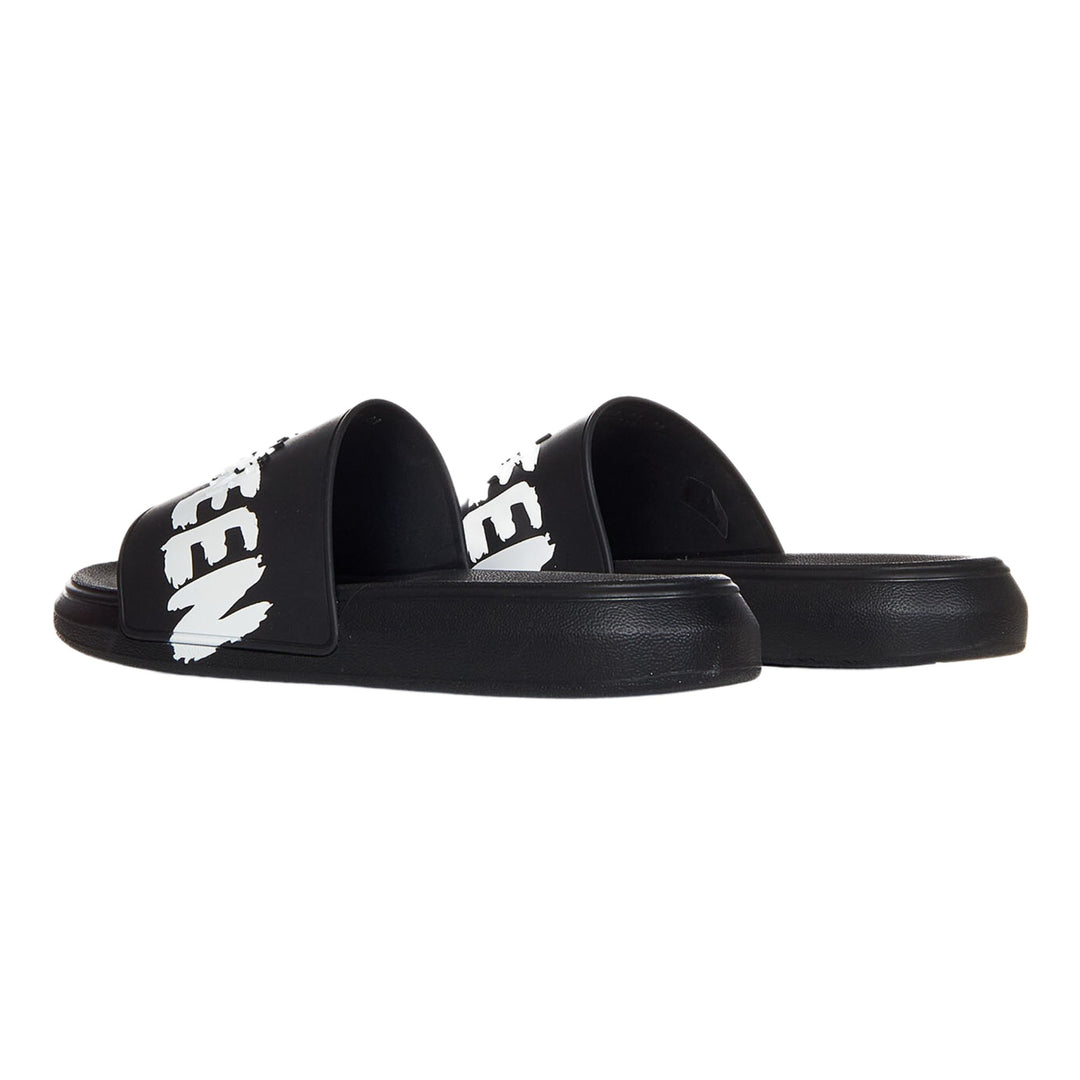 Alexander McQueen Graffiti Rubber Pool Slide in Black/white