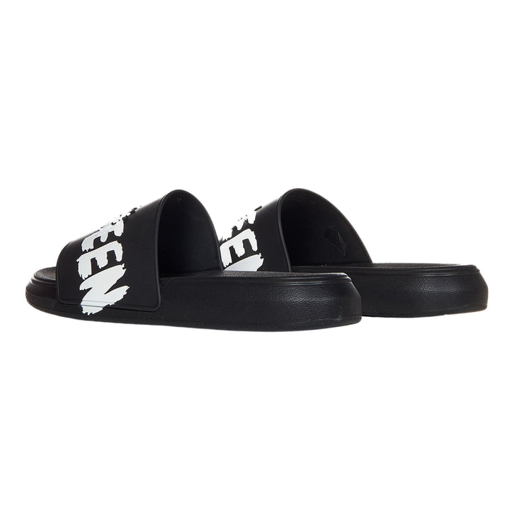 Alexander McQueen Graffiti Rubber Pool Slide in Black/white