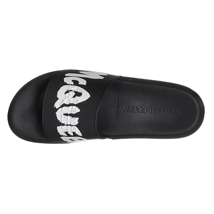 Alexander McQueen Graffiti Rubber Pool Slide in Black/white