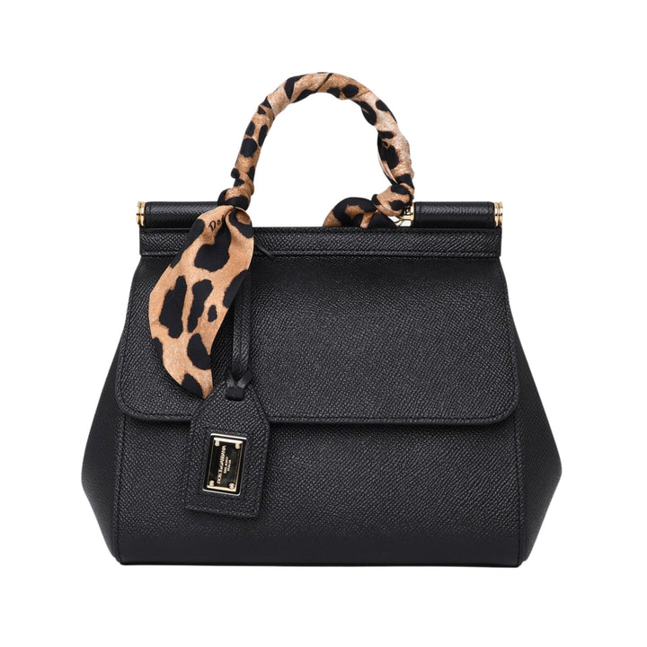 Dolce & Gabbana  Black Mini Sicily Top-Handle Bag