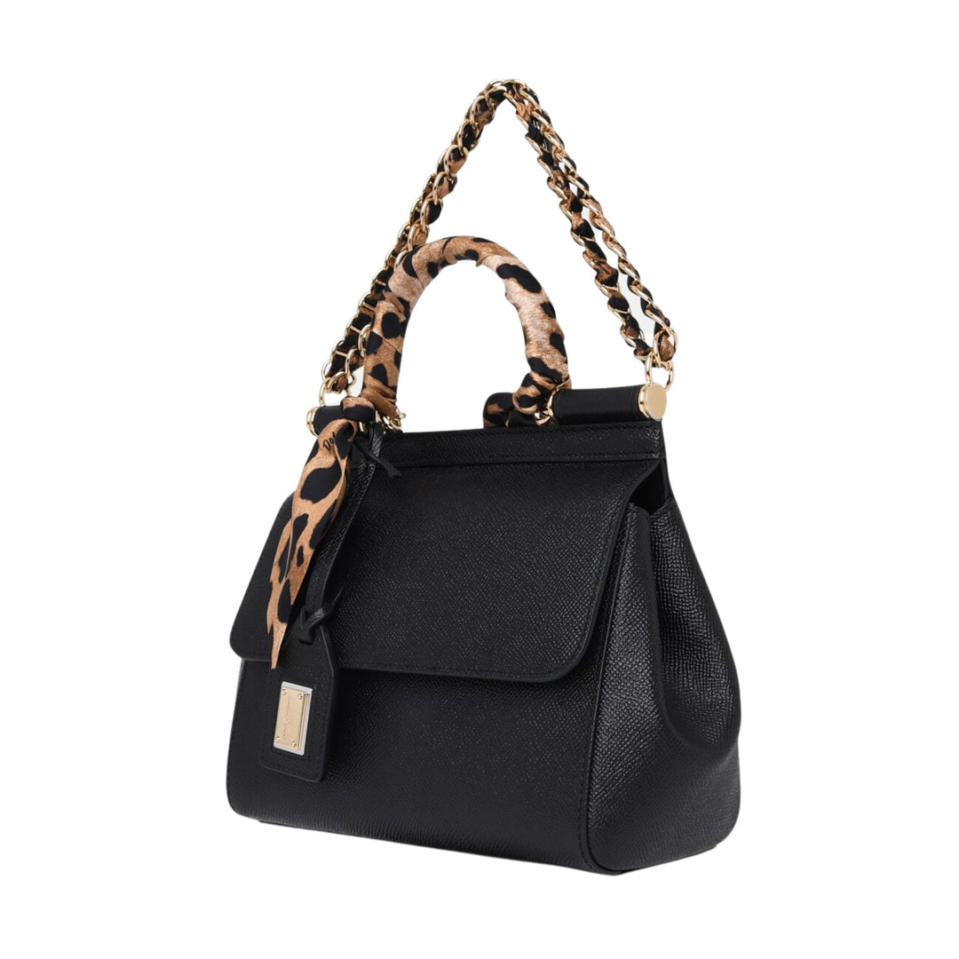 Dolce & Gabbana  Black Mini Sicily Top-Handle Bag
