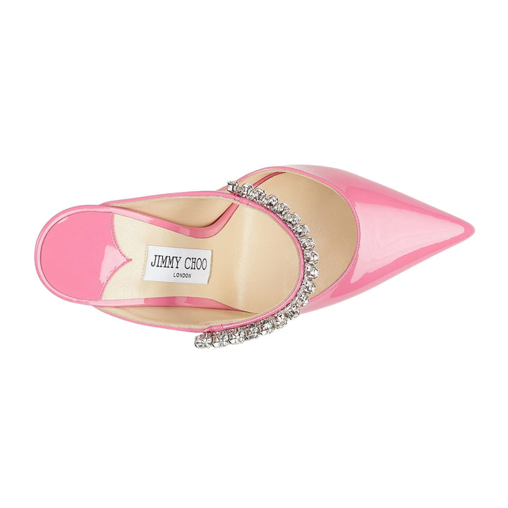 Jimmy Choo Bing 100 Crystal-embellished Patent-leather Mules In Pink