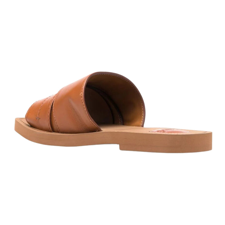 Chloé Brown Woody logo-embroidered sandals